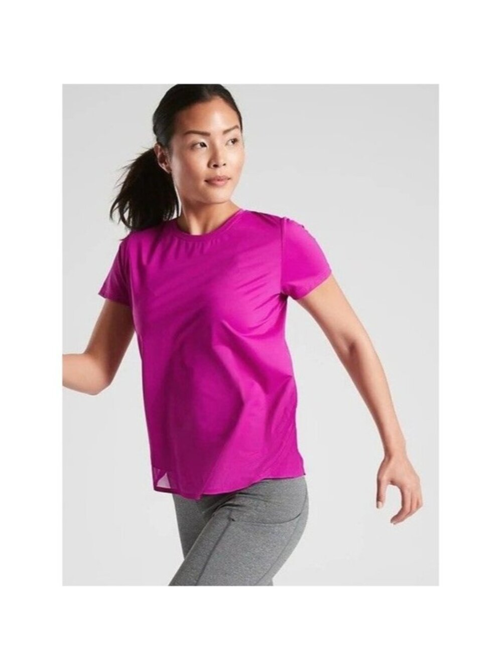 Athleta Fuchsia Pink Cadence Tee‎ Short Sleeve Women's Workout Top Size XS EUC